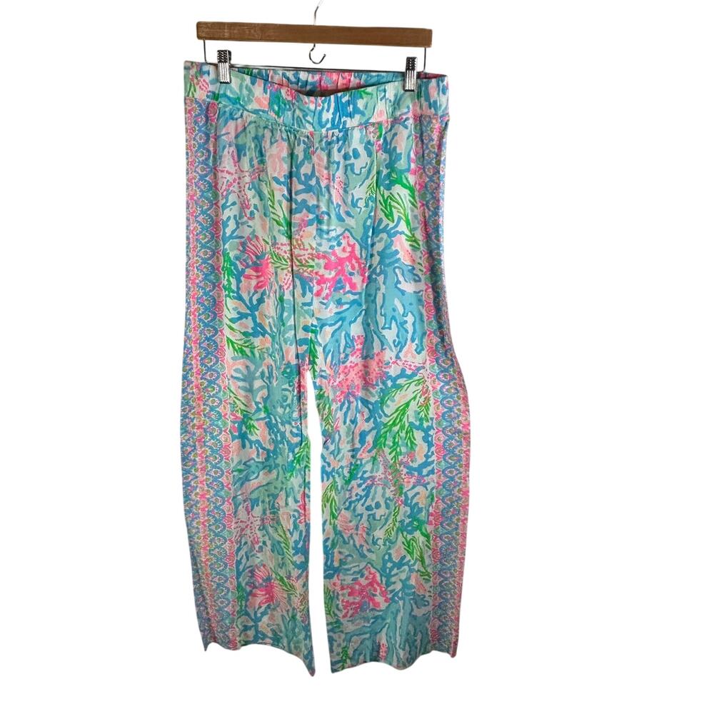 Lilly Pulitzer NWT Mid Rise Palazzo Pants Bal Harbour Women's L Wide Leg